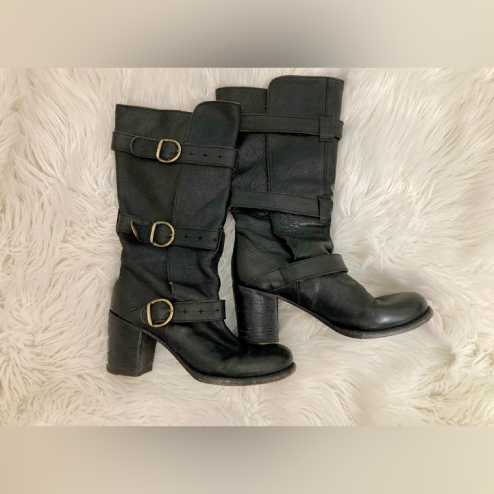 Fiorentini + Baker Tall Black Leather Eternity Heel Buckle Boot Black 38… - Picture 10 of 14